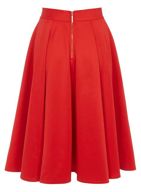 **Closet Curve Red Panel Midi Skirt